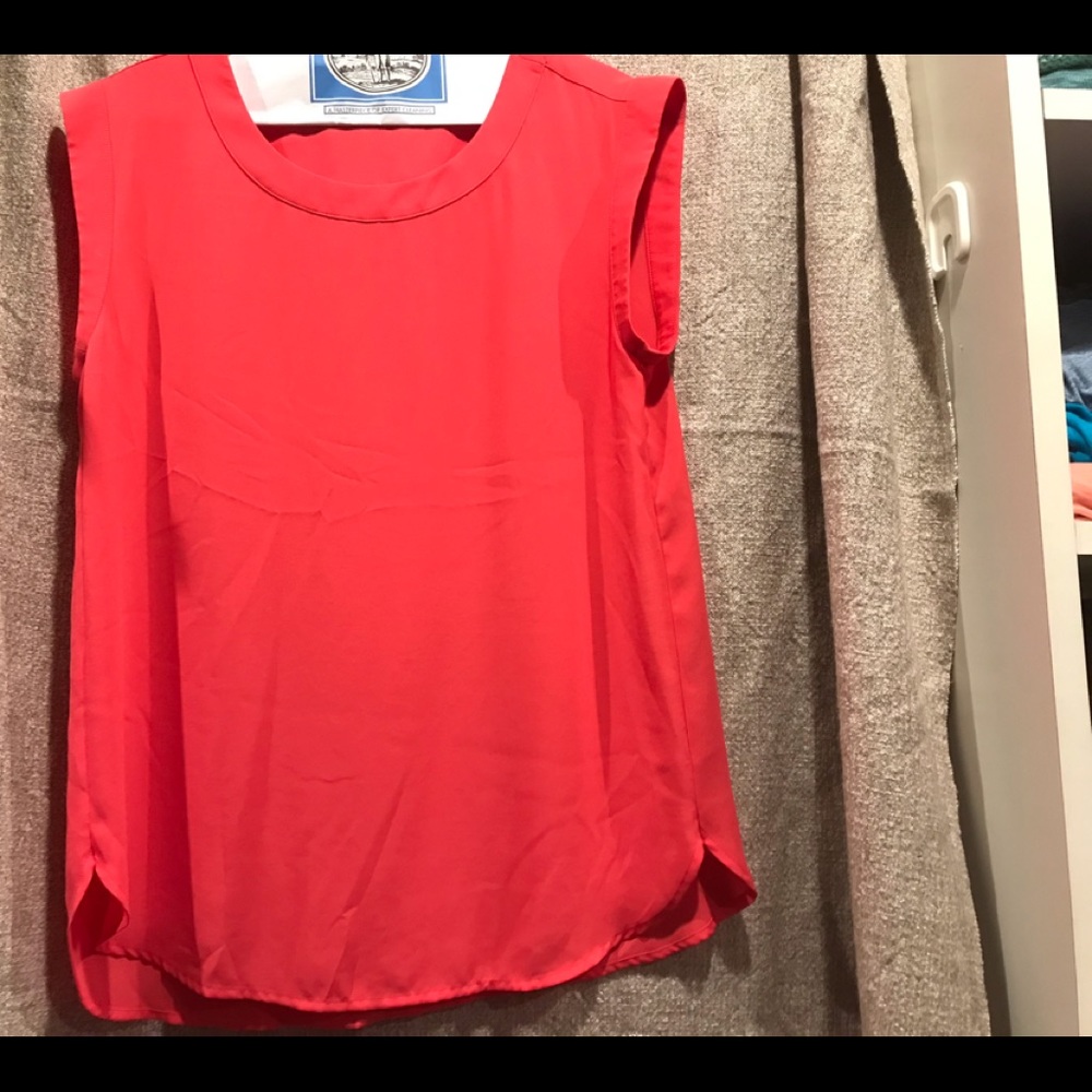 Coral rayon sleeveless blouse